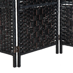 English Elm 6' Tall Wicker Weave Room Divider - Elegant 3-Panel Privacy Screen With Adjustable Hinges, Black Finish W2225P155589