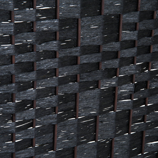 English Elm 6' Tall Wicker Weave Room Divider - Elegant 3-Panel Privacy Screen With Adjustable Hinges, Black Finish W2225P155589