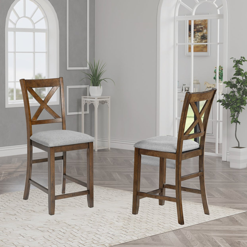 English Elm Counter Height Chairs Set Of 4 - Stylish Barstools With Padded Seats For Dining Room & Kitchen W1998126383