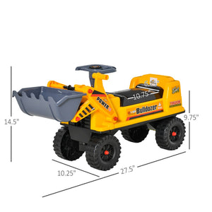 English Elm Kids Foot-powered Bulldozer Ride-on with Digging Bucket and Durable All-terrain Wheels W2225P155626