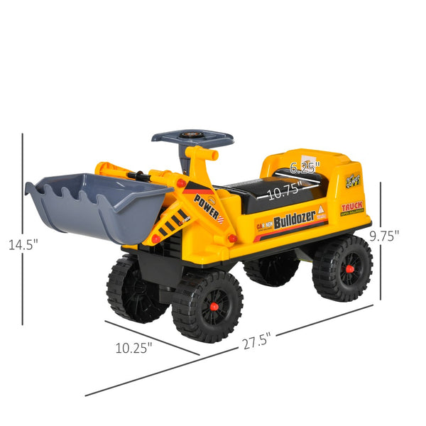 English Elm Kids Foot-powered Bulldozer Ride-on with Digging Bucket and Durable All-terrain Wheels W2225P155626