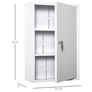 English Elm Kleankin Lockable Steel Wall-Mount Medicine Cabinet - 3-Tier Storage For Safe, Organized Essentials W2225P155578