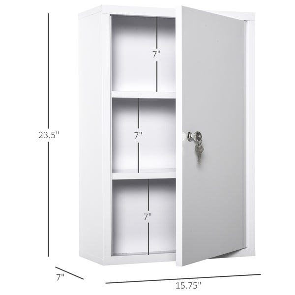 English Elm Kleankin Lockable Steel Wall-Mount Medicine Cabinet - 3-Tier Storage For Safe, Organized Essentials W2225P155578
