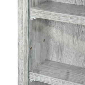 English Elm 5-Tier Display Cabinet with Glass Doors and Adjustable Shelves Wall-Mounted Collectible Case for Home Decor Gray W2225P155587