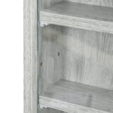 English Elm 5-Tier Display Cabinet, Glass Display Case With 2 Doors and Adjustable Shelves, Wall-Mounted, Grey