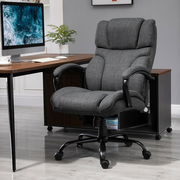English Elm 500lbs Big and Tall Office Chair Wide Seat Ergonomic Executive Computer Chair Linen Grey, Heavy-Duty Comfort and Adjustable Tilt for Long Workdays W2225P155595