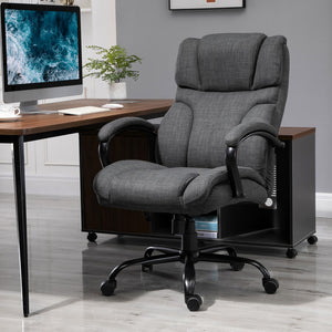 English Elm 500Lbs Big and Tall Office Chair With Wide Seat, Ergonomic Executive Computer Chair With Adjustable Height, Swivel Wheels and Linen Finish, Dark Grey