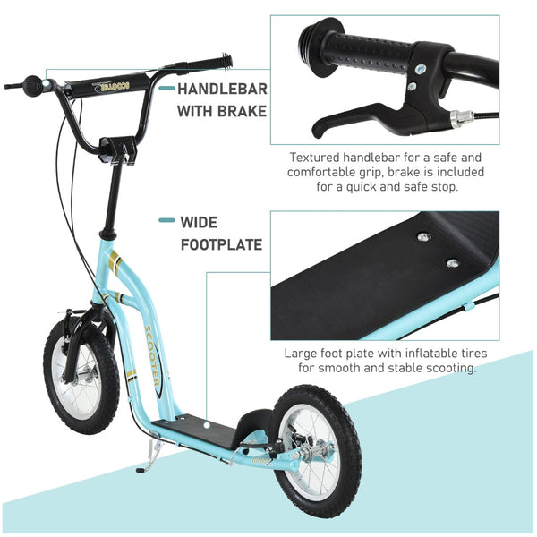 English Elm Youth Steel Frame Kick Scooter with Dual Caliper Brakes and 12 Inch Inflatable Tires W2225P155622