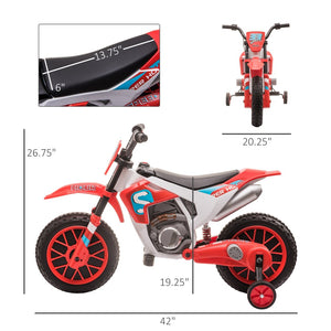 English Elm 12v Kids Electric Dirt Bike Ride on Toy with Training Wheels and Rechargeable Battery W2225P155638