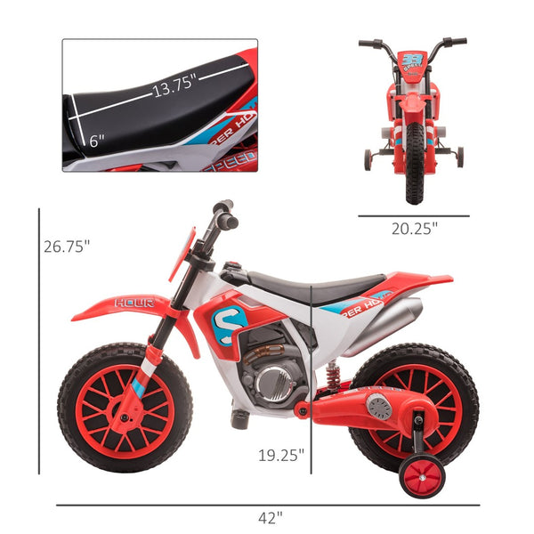 English Elm 12v Kids Electric Dirt Bike Ride on Toy with Training Wheels and Rechargeable Battery W2225P155638
