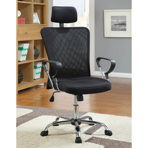 English Elm Black Height Adjustable Office Chair With Chrome Accents, Ergonomic Support & Smooth Casters B062P153801