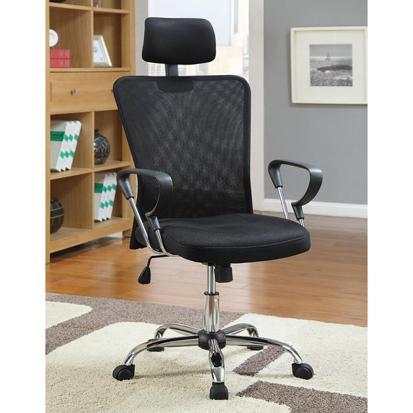 English Elm Black Height Adjustable Office Chair With Chrome Accents, Ergonomic Support & Smooth Casters B062P153801