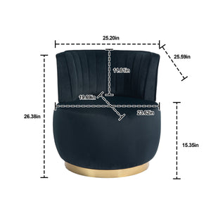 English Elm 360 Velvet Swivel Barrel Chair with Plush Foam Cushion, 360° Rotating Accent Seat for Living Room Black W395P145393