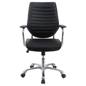 English Elm Black Height Adjustable Swivel Office Chair – Sleek Chrome Accents, Ergonomic Comfort & Modern Style B062P153797