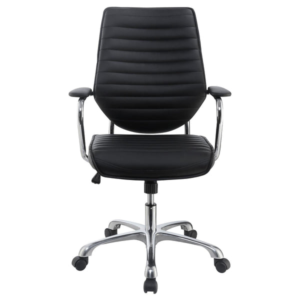 English Elm Black Height Adjustable Swivel Office Chair – Sleek Chrome Accents, Ergonomic Comfort & Modern Style B062P153797