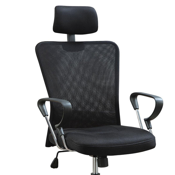 English Elm Black Height Adjustable Office Chair With Chrome Accents, Ergonomic Support & Smooth Casters B062P153801