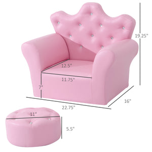English Elm Kids Sofa Set - Enchanting Upholstered Armchair With Footstool For Toddlers, Pink Princess Design W2225P155607