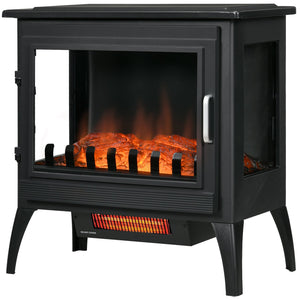 English Elm 24" Electric Fireplace Stove with Realistic Flame & Log Ember Bed, 1000/1500W Heater, Cozy Safety Features W2225P155580