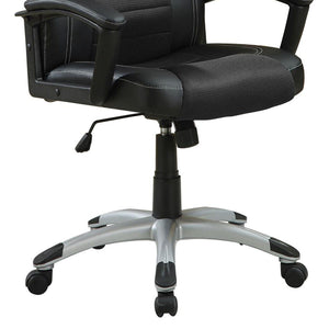 English Elm Black Office Chair with Casters - Modern Black Leatherette Swivel Seat, Height Adjustable, Silver Base (Ergonomic Comfort) B062P153803