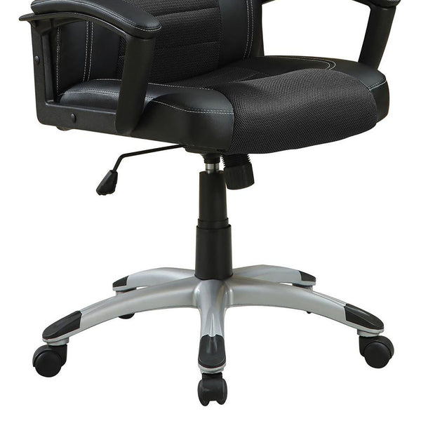 English Elm Black Office Chair with Casters - Modern Black Leatherette Swivel Seat, Height Adjustable, Silver Base (Ergonomic Comfort) B062P153803