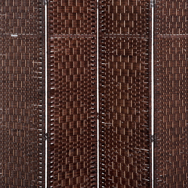 English Elm 6' Tall Wicker Weave 4 Panel Room Divider - Elegant Privacy Screen For Home & Office Spaces W2225P155592