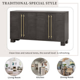 Hearth and Haven Trexm Wood Traditional Style Sideboard with Adjustable Shelves and Gold Handles For Kitchen, Dining Room and Living Room (Taupe) WF317097AAN