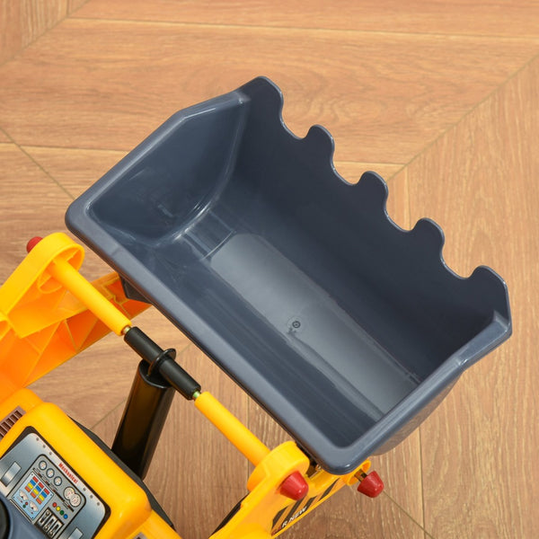 English Elm Kids Foot-powered Bulldozer Ride-on with Digging Bucket and Durable All-terrain Wheels W2225P155626