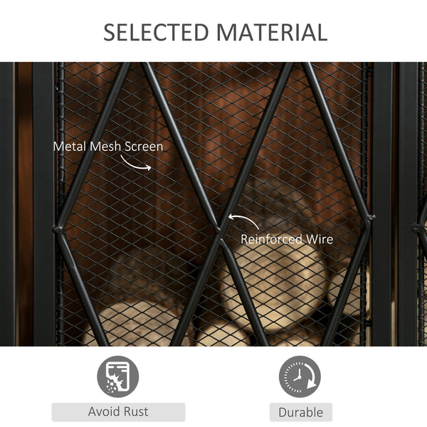 English Elm 3-Panel Folding Fireplace Screen with Double Doors — Heavy-Duty Steel Spark Guard 47.25"x31" Black W2225P155588