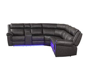 English Elm Modern Aviator Recliner Sectional Sofa with Bluetooth Speakers, Touchpad Control, Wireless Charging and LED Ambience Gray B009S01294