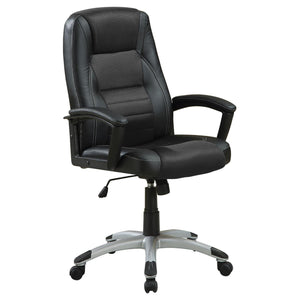 English Elm Black Office Chair with Casters - Modern Black Leatherette Swivel Seat, Height Adjustable, Silver Base (Ergonomic Comfort) B062P153803