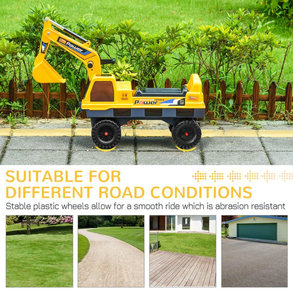 English Elm No Battery Needed Kids 2 in 1 Ride on Excavator Digger with Claw Lights Music W2225P155627