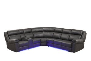 English Elm Modern Aviator Recliner Sectional Sofa with Bluetooth Speakers, Touchpad Control, Wireless Charging and LED Ambience Gray B009S01294
