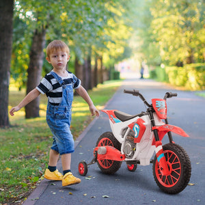 English Elm 12v Kids Electric Dirt Bike Ride on Toy with Training Wheels and Rechargeable Battery W2225P155638