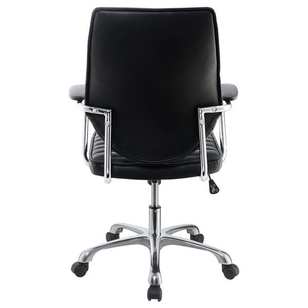 English Elm Black Height Adjustable Swivel Office Chair – Sleek Chrome Accents, Ergonomic Comfort & Modern Style B062P153797