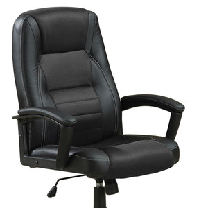 English Elm Black Office Chair with Casters - Modern Black Leatherette Swivel Seat, Height Adjustable, Silver Base (Ergonomic Comfort) B062P153803