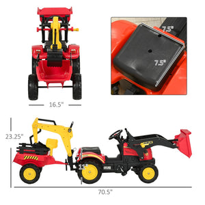English Elm 3 in 1 Kids Pedal Ride on Excavator Bulldozer Toy with Detachable Cargo Trailer W2225P155625