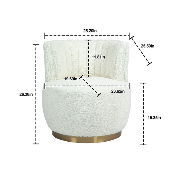 English Elm 360 Cozy Swivel Barrel Chair in Teddy Fabric, 360° Rotating Accent Armchair with Foam Seat, 300lb Capacity W395P232985