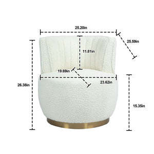 English Elm 360 Cozy Swivel Barrel Chair Teddy Fabric 360° Round Accent Sofa with Foam Cushion, 300lb Capacity W395P232985