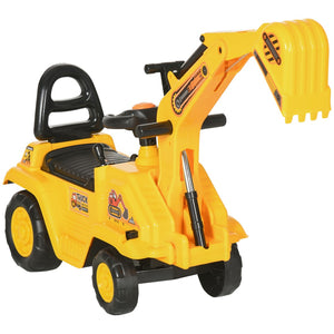 English Elm Ride on Excavator Toddler Scoot Toy with Bucket Horn and Under Seat Storage W2225P155628