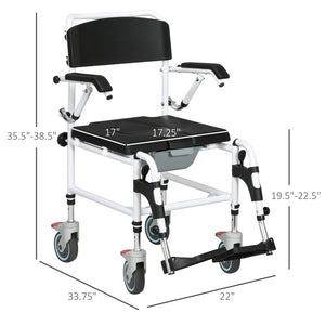 English Elm Accessibility Rolling Shower Commode Chair Aluminum Frame Waterproof Pu Padded Seat W2225P155599