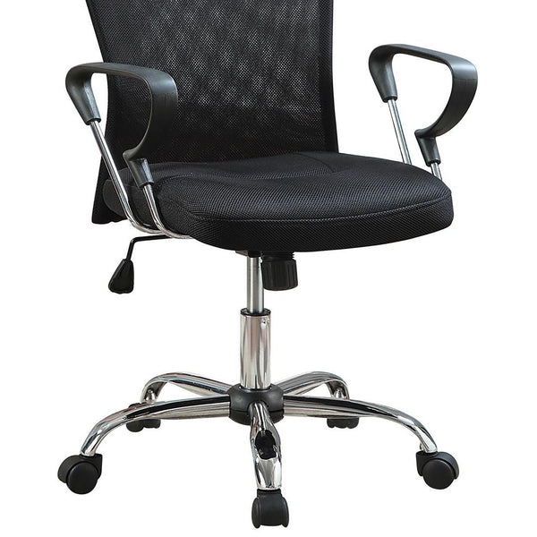 English Elm Black Height Adjustable Office Chair With Chrome Accents, Ergonomic Support & Smooth Casters B062P153801