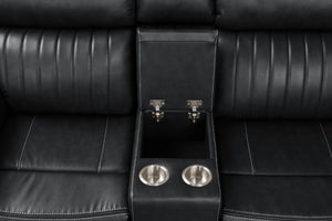 English Elm Modern Aviator Recliner Sectional Sofa with Bluetooth Speakers, Touchpad Control, Wireless Charging and LED Ambience Black B009S01292