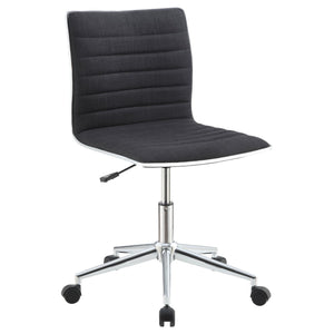 English Elm Black Armless Office Chair With Chrome Base, Adjustable Height & Smooth Casters For Modern Workspaces B062P153794