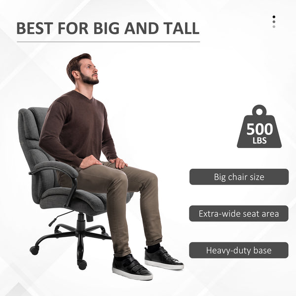 English Elm 500lbs Big and Tall Office Chair Wide Seat Ergonomic Executive Computer Chair Linen Grey, Heavy-Duty Comfort and Adjustable Tilt for Long Workdays W2225P155595