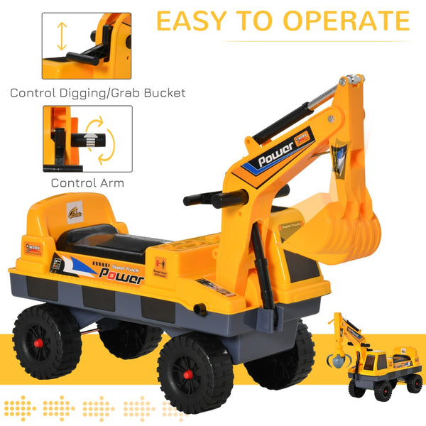 English Elm No Battery Needed Kids 2 in 1 Ride on Excavator Digger with Claw Lights Music W2225P155627