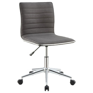English Elm Grey Modern Armless Office Chair with Chrome Base, Square Seams, Swivel Tilt & Height Adjustable Comfort B062P153799