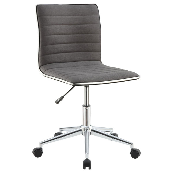 English Elm Grey Modern Armless Office Chair with Chrome Base, Square Seams, Swivel Tilt & Height Adjustable Comfort B062P153799