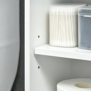 English Elm Over Over the Toilet Bathroom Cabinet with Adjustable Shelves, Sliding Doors, Anti-Tip Design, White W2225P155576