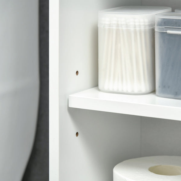 English Elm Over Over the Toilet Bathroom Cabinet with Adjustable Shelves, Sliding Doors, Anti-Tip Design, White W2225P155576