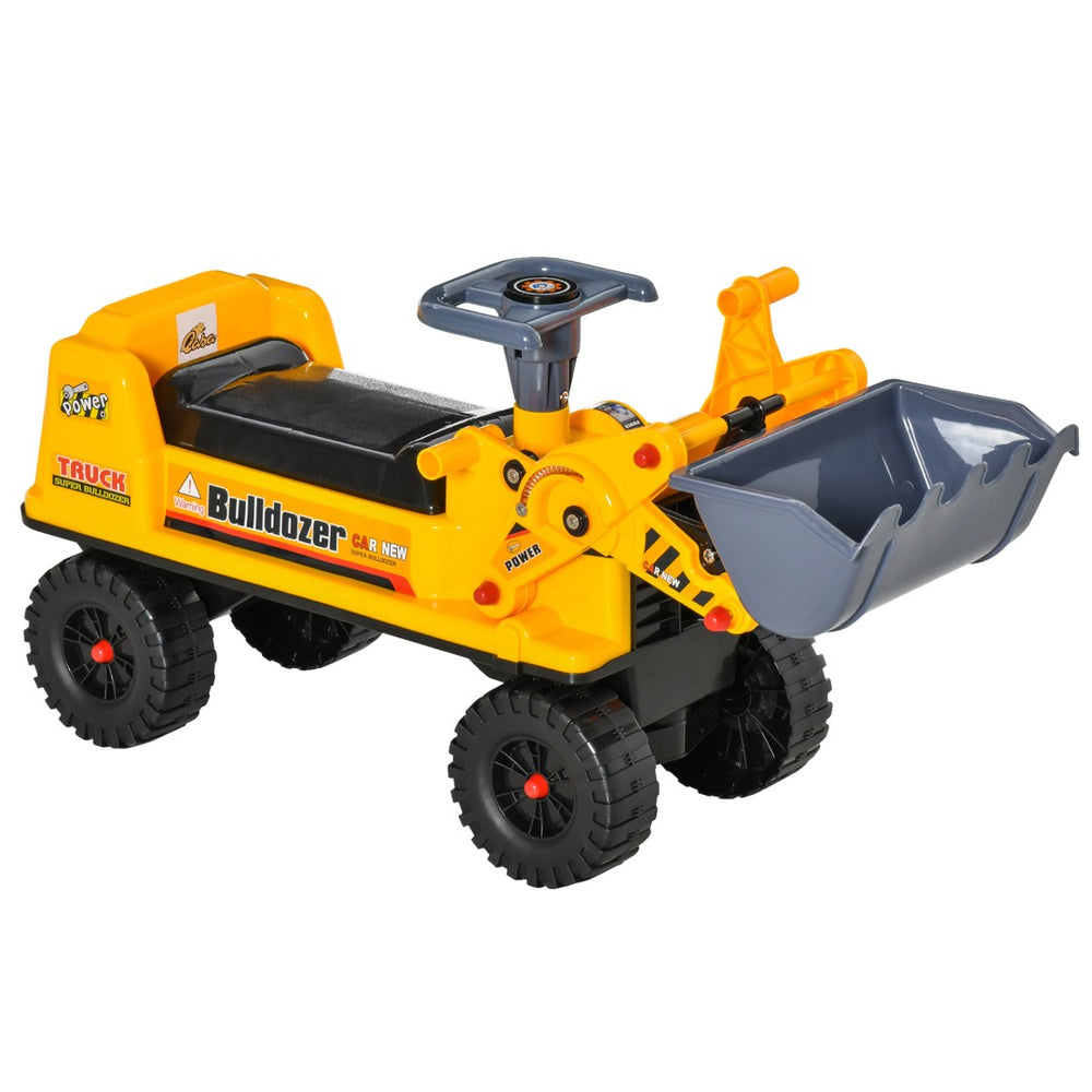 English Elm Kids Foot-powered Bulldozer Ride-on with Digging Bucket and Durable All-terrain Wheels W2225P155626